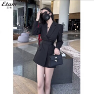 LISCN西裝外套女小西服春秋新款顯瘦感炸街冷淡系收腰職場(chǎng)通勤穿搭 黑色[好質(zhì)量] L [建議116-130斤]