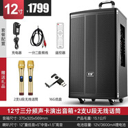 索愛(ài)（soaiy）SA-T55拉桿音響戶(hù)外廣場(chǎng)舞電視電腦投影儀手機唱歌音響會(huì )議主持促銷(xiāo)演講藍牙音響 12英寸演出音箱+2支金屬無(wú)線(xiàn)話(huà)筒