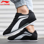 李寧（LI-NING）男鞋子賽車鞋運(yùn)動(dòng)鞋春季休閑鞋男士透氣皮面鞋軟底2025新款旅游鞋 怒海黑/冷灰 41