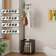 涌乾時(shí)尚可移動(dòng)兒童掛衣架置物架落地臥室衣帽架收納架不占地衣服掛架 撞色【帶輪可移動(dòng)】