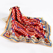 達芬奇密碼絲巾女秋季韓版百搭新款春披肩圍巾兩用杭州絲中方巾小頭巾緞面 四維空間 紅色