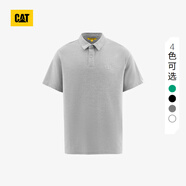 CAT卡特短袖polo衫男士經(jīng)典華夫格面料舒適百搭短袖polo領(lǐng)t 灰色 2XL