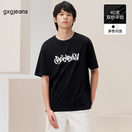 gxg.jeans男裝短袖T恤2024年夏季新款印花圓領(lǐng)體恤 40支雙紗 黑色 M (170)