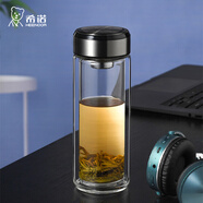 希諾（HEENOOR）雙層玻璃杯男女士高檔商務泡茶杯帶濾網(wǎng)便攜車載水杯加厚隔熱杯子 XN-6710專柜款 285ml 禮盒裝