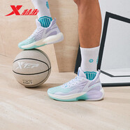 特步（XTEP）桀驁1代特步男籃球鞋2023秋新款網面防滑減震運動鞋977319120016 寧靜藍/雪青紫/新白色 44