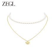 ZEGL金色小豆豆仿珍珠項(xiàng)鏈法式復(fù)古疊戴新款送女朋友禮物情人節(jié)生日 豆豆疊戴項(xiàng)鏈