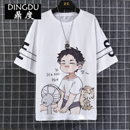 春夏季短袖T恤男ins潮流潮牌寬松半袖體恤港風(fēng)男裝學(xué)生圓領(lǐng)上衣服 風(fēng)扇男孩 XS
