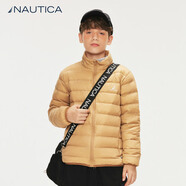 NAUTICA諾帝卡童裝 男童女童輕薄款羽絨服秋冬季兒童打底基本款 卡其色 150cm