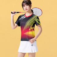 銳特斯丁羽毛球服套裝男女款短袖夏季運(yùn)動(dòng)訓(xùn)練衣服排球乒乓球衣比賽服定制 B181黑色+AK007白裙-女兩件套 XL