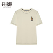 Teenie Weenie小熊短袖T恤夏季多巴胺寬松圓領(lǐng)刺繡T恤上衣女 乳白色 XS