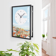 起貝 北歐ins風(fēng)格電表箱配電箱裝飾畫(huà)帶鐘表配電箱遮擋豎款現代簡(jiǎn)約 10房子黑色框電表箱厚5覆蓋厚2cm 53x78覆蓋尺寸46x74cm從左往右開(kāi)