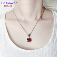 Do Dower S925銀狐貍吊墜女泰銀鑲紅石榴石項鏈飾品
