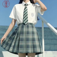 jk制服格裙全套女學(xué)生裙子夏季日系少女制服百褶裙短裙學(xué)院風(fēng)半身裙JK閃動(dòng)少女 森林來(lái)信 百褶裙+短袖襯衫+領(lǐng)結(jié) L