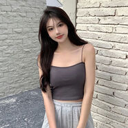 新款學(xué)生吊帶小背心女夏外穿內(nèi)搭短款打底抹胸內(nèi)衣無(wú)袖上衣韓版潮 深灰色 均碼 70-135斤