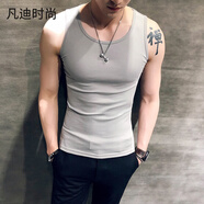 凡迪時(shí)尚男士純色緊身背心修身T恤衫夏季青年運(yùn)動(dòng)健身打底汗衫背心男上衣 灰色 3XL