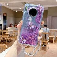 領(lǐng)悍 閃粉液體流沙蝴蝶小米手機殼軟殼全包透明女款防摔流動(dòng)網(wǎng)紅卡通可愛(ài) 閃粉流沙-紫色蝴蝶+掛繩 紅米10X(4G)專(zhuān)屬