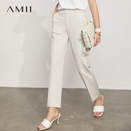 AMII開學(xué)季換新裝2025仿醋酸直筒寬松職業(yè)西裝褲女夏季新款褲子九分西 冷杏色 155/64A/S