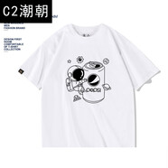 C2潮朝nasa官方2021潮牌聯(lián)名款情侶裝2021新款夏天寬松短袖t恤男 白色-百事 S 165