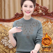 蘭米思冬季一體加絨加厚保暖中年大碼女裝寬松半高領(lǐng)長袖媽媽毛衣秋冬氣質(zhì)中老年女人羊毛打底衫上衣T恤外套 加絨綠色 3Xl【建議145-155斤】