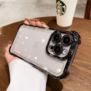韻寧四角氣囊加厚防摔適用蘋果手機殼蒼嶺綠電鍍iPhone手機保護殼新款透明高級感全包鏡頭保護輕奢 黑色-四角防摔太空殼 iPhoneXR