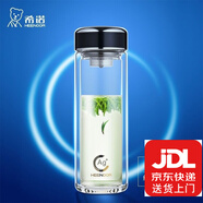 希諾（HEENOOR） 玻璃杯雙層銀離子抗菌水杯男女士杯子泡茶隔熱純鈦濾網(wǎng)免費(fèi)刻字 紫羅蘭400毫升