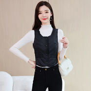 帕威索羽絨服馬甲女內穿輕薄修身內膽百搭小背心保暖貼身坎肩2025新款冬 黑色--羽絲 2XL (175) 建議119-129斤