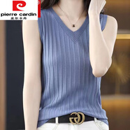 皮爾卡丹（pierre cardin）冰絲針織吊帶背心女夏季薄款V領(lǐng)修身打底衫寬松顯瘦內(nèi)搭無(wú)袖上衣
