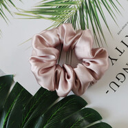 桑宋真絲發(fā)圈桑蠶絲丸子頭繩絲綢簡(jiǎn)約氣質(zhì)款網(wǎng)紅大腸圈甜美女手工發(fā)飾 藕粉（一只裝）3.5cm