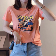 歐洛黛純棉短袖t恤女夏季新款時(shí)尚女裝體恤休閑閨蜜裝百搭上衣女 橘色 M