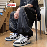 執(zhí)琴之手新中式國(guó)風(fēng)冰絲垂感龍紋燈籠褲男潮大碼寬松束腳休閑褲男 黑色 XL