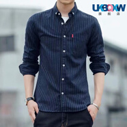 XQBKUW干活穿的襯衫男工地上班含棉衣服夏季工作服襯衣長袖 960藏青色長襯衫 4XL 建議145-160斤