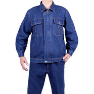 電焊牛仔工作服套裝男純棉加厚防燙耐磨建筑工地汽修勞保工作服男 03拉鏈款（套裝） 2XL 180