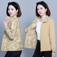 牧思特短外套女兩面穿風(fēng)衣春秋季女裝新款?yuàn)A克衫棒球服連帽女士上衣秋天 7558卡其 2XL