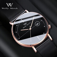 welly merck威利默克手表男小眾輕奢簡(jiǎn)約百搭潮流男表黑金時(shí)尚防水腕表學(xué)生瑞 WM004M.M1RB