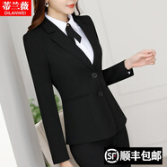 蒂蘭薇小西裝女職業(yè)裝女裝套裝正裝女西服外套酒店前臺(tái)專柜售樓部工作服 黑色西裝（單件） L(建議 100-110斤以內(nèi))