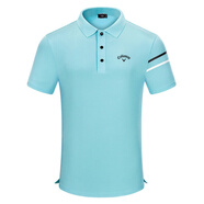 GOLF高爾夫短袖t恤男速干彈力golf球衣夏季透氣休閑運(yùn)動裝男士 天藍(lán)色 M