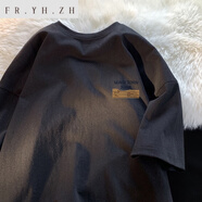 FR.YH.ZH威達優(yōu)服飾個體店港風短袖.t恤夏季2023款青少年潮流重磅 黑色 L