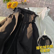 糜鷹黑武士沖鋒衣男三合一外套男秋冬季加絨美式潮流情侶機能夾克男士 黑色/7618（三合一內(nèi)膽可脫卸） XXL（建議120斤-140斤）
