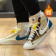 耐克（NIKE）板鞋男鞋冬季新款運(yùn)動(dòng)鞋BLAZER開(kāi)拓者加絨保暖高幫休閑鞋 DD8024-200棕色拼接加厚保暖 41