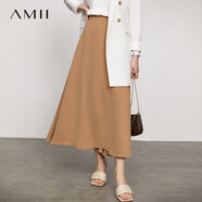 AMII女裝2025夏季新款氣質(zhì)仿醋酸A字裙半身裙女顯瘦高腰長(cháng)裙 淺咖 L 165/72A