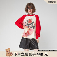 LALABOBO[蘇新皓同款]純棉寬松長袖t恤男女多巴胺個性涂鴉上衣潮RBDC-DT12 紅色 XS