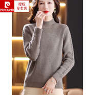 皮爾卡丹（pierre cardin）2024秋冬加厚毛衣女半高領(lǐng)羊毛衫前短后長開叉厚打底衫女純羊毛衫 駝色 S 100斤以下穿