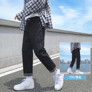 佐優(yōu)品新款男士牛仔褲夏季韓版寬松直筒九分長(cháng)褲潮修身小腳褲子男休閑褲 705黑色 29