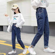 蒙迪索圖女童牛仔褲加絨加厚款秋冬季一體絨兒童外穿長(cháng)褲女孩中大 藍色刺繡草莓 (單褲) 100碼建議身高95cm左右