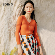 嬌鼎（JDING）商場同款 條紋針織衫修身長袖拼接 海軍風(fēng)針織開衫CJRH338 橘色CJRI308O8 M -100-110斤