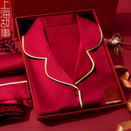 上海故事本命年紅色結(jié)婚睡衣女春夏  結(jié)婚禮物男款情侶家居服套裝喜送禮 純紅禮盒裝 L 女-適合體重110-130斤