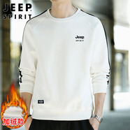 JEEP SPIRIT吉普衛(wèi)衣男秋季男士衛(wèi)衣圓領(lǐng)上衣服休閑T恤男裝 白色加絨 XL