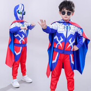 FANGSEN童裝賽羅奧特曼衣服春秋男童套裝兒童秋裝蜘蛛俠小男孩萬圣節(jié)服裝 賽羅奧特曼+披風(fēng) 105 碼建議身高90cm