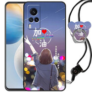 漢牌 適用vivo X60手機殼V2046A保護套鏡頭全包磨砂防摔卡通男女情侶軟殼 此生加油 vivoX60