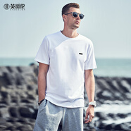 英爵倫 厚實純棉 衣多穿夏季男裝短袖T恤 圓領(lǐng)半袖打底衫百搭上衣體恤 白色 190/XXXL
